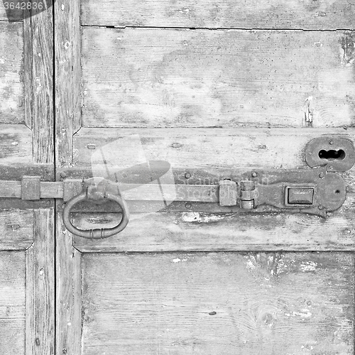 Image of europe old in  italy  antique close brown door and rusty lock  c