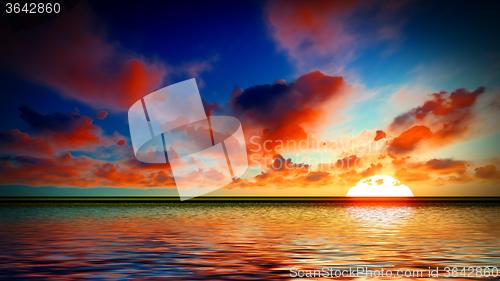 Image of Beautiful sunset over sea