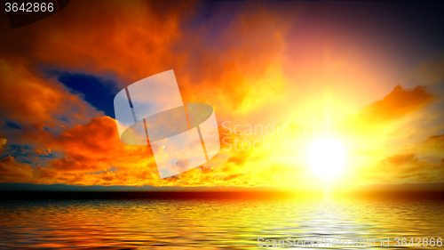 Image of Beautiful sunset over sea