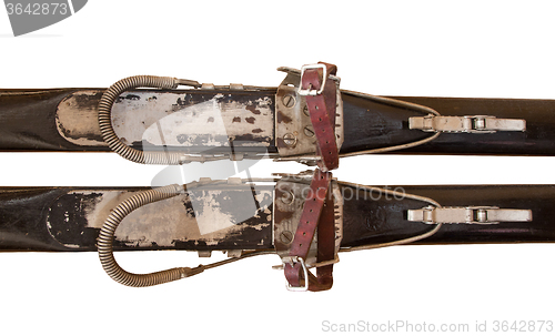 Image of Pair of old wooden skis