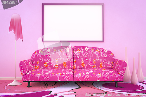 Image of pink flower power sofa