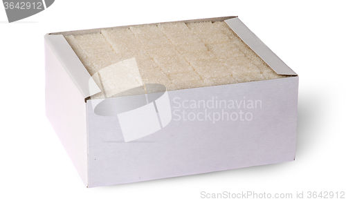 Image of White sugar cubes in a box