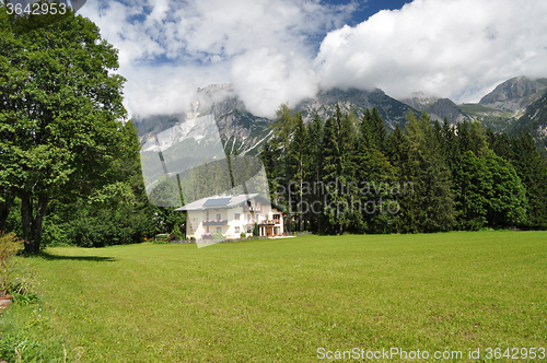 Image of House in Front of Dachstein Mountain, Styria, Austria