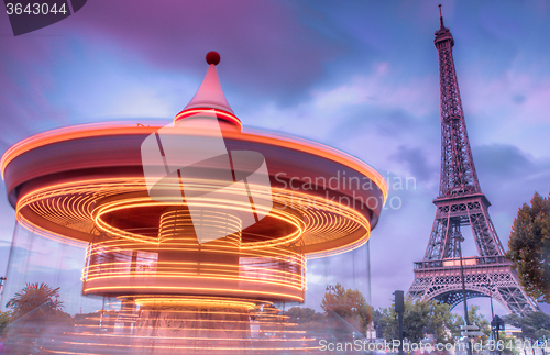 Image of Carrousel with Eiffel Tower