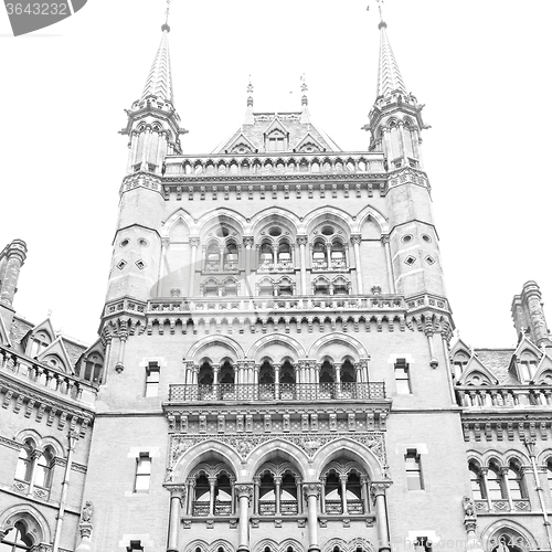 Image of old architecture in london england windows and brick exterior wa