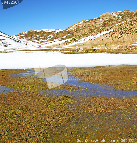 Image of hill in   africa morocco the atlas valley dry mountain ground is