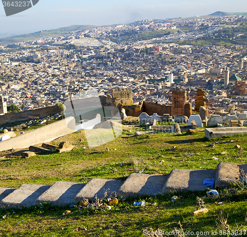 Image of from high in the village morocco africa field and constructions