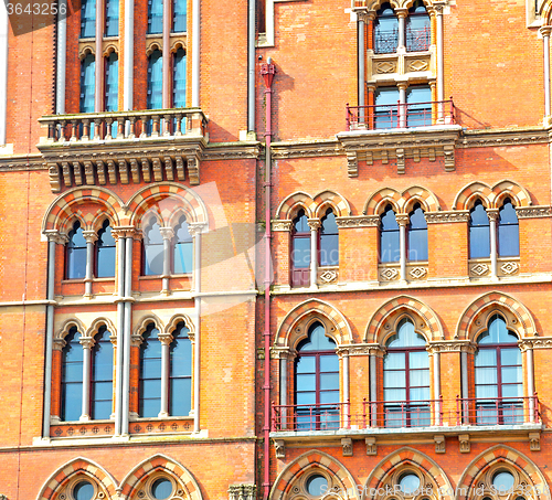 Image of old architecture in london england windows and brick exterior wa