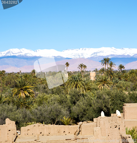 Image of brown  tower  old  construction in  africa morocco and  clouds  