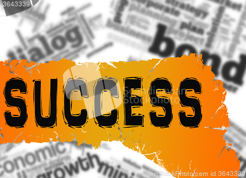Image of Word cloud with success word on yellow and red banner