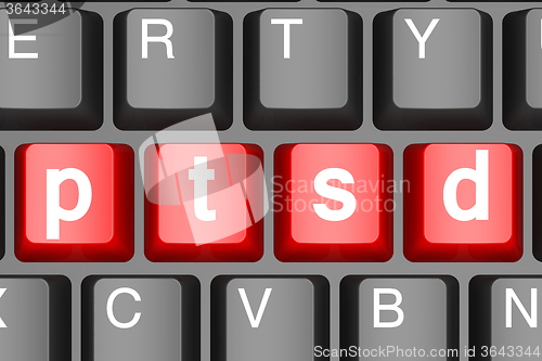 Image of Red ptsd button on modern computer keyboard