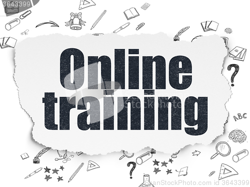 Image of Education concept: Online Training on Torn Paper background