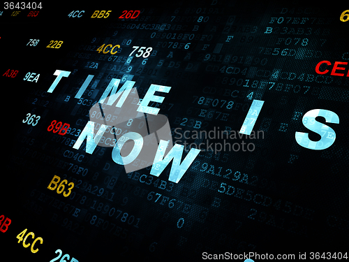 Image of Time concept: Time is Now on Digital background