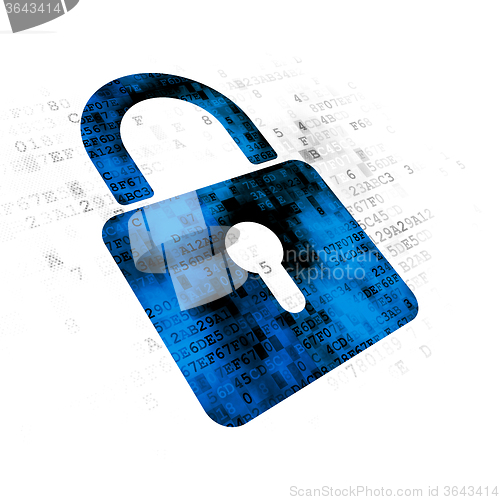 Image of Safety concept: Closed Padlock on Digital background