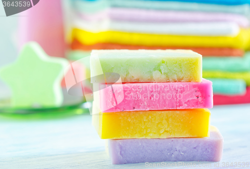 Image of Assortment of soap and towels