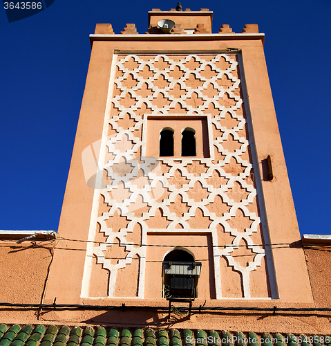 Image of in maroc africa minaret and the blue    sky