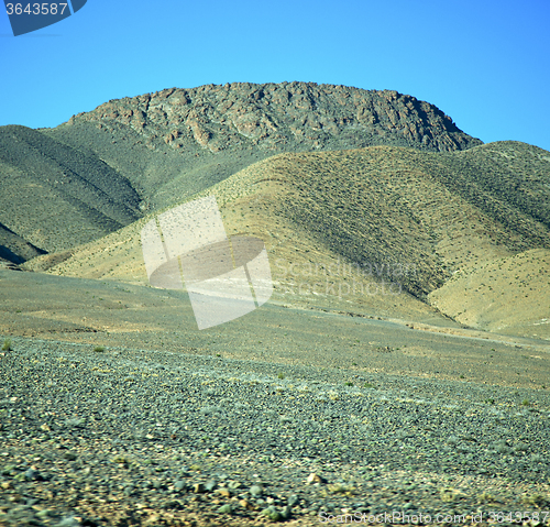 Image of valley hill   in   africa morocco the atlas dry mountain ground 