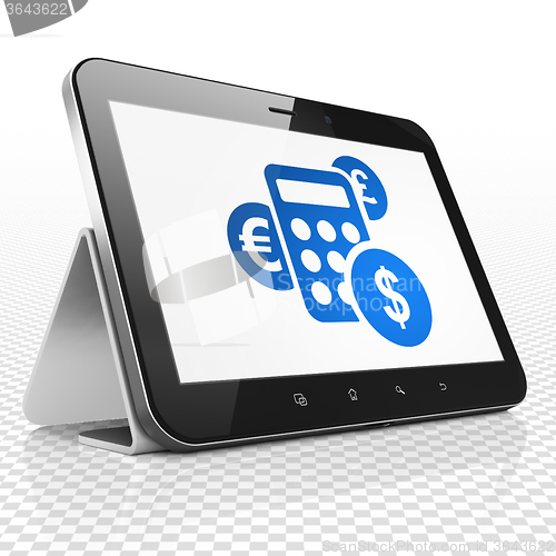 Image of Business concept: Tablet Computer with Calculator on display