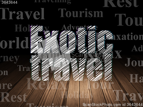 Image of Vacation concept: Exotic Travel in grunge dark room