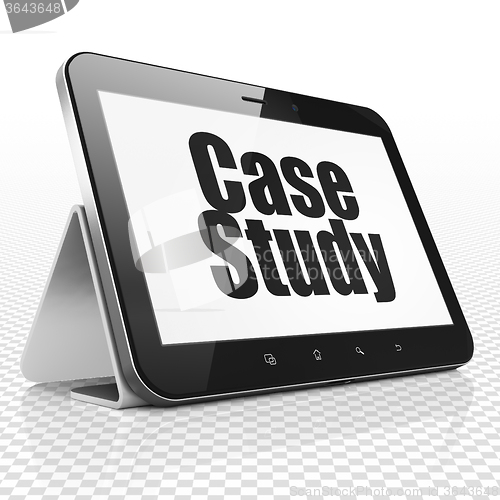 Image of Learning concept: Tablet Computer with Case Study on display