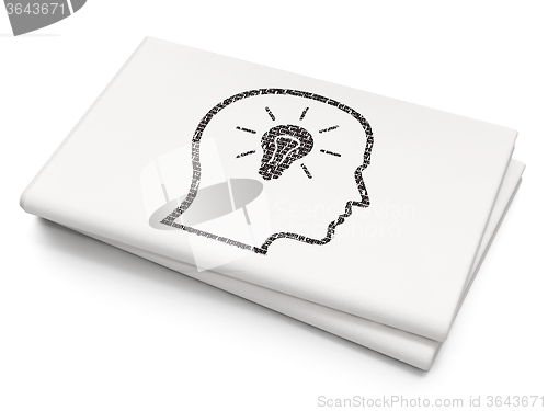 Image of Marketing concept: Head With Lightbulb on Blank Newspaper background