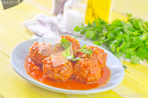 Image of meat ball with tomato sauce
