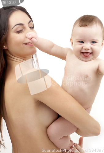 Image of clean baby in mother hands