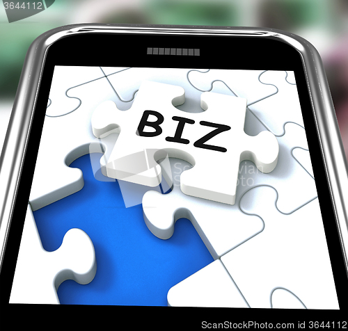 Image of Biz Smartphone Means Internet Company Or Commerce
