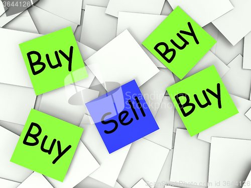 Image of Buy Sell Post-It Notes Show Retail And Transactions