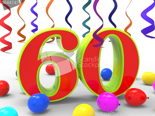 Image of Number Sixty Party Shows Sixtieth Birthday Party Or Anniversary 