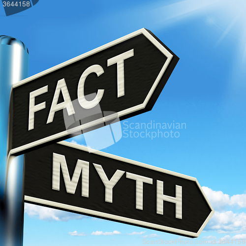 Image of Fact Myth Signpost Means Correct Or Incorrect Information