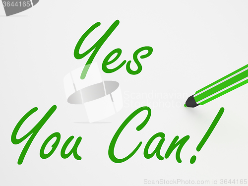 Image of Yes You Can! On Whiteboard Means Encouragement And Optimism