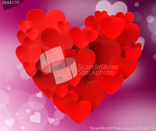 Image of Heart Made With Hearts Means Romanticism Valentines And Love
