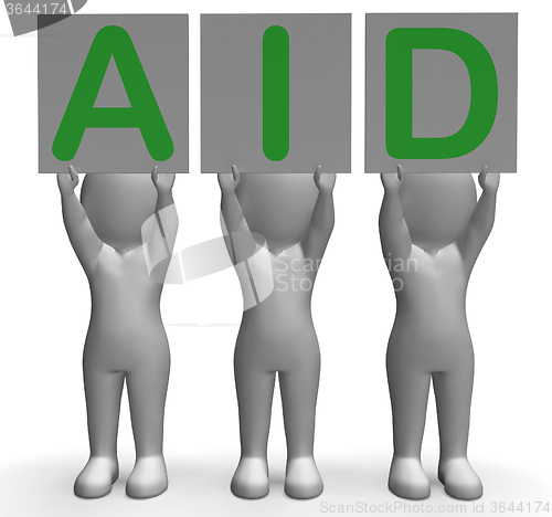 Image of Aid Banners Shows First Aid Assistance And Support