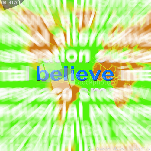 Image of Believe Word Cloud Shows Accepting Idea Faith Trust