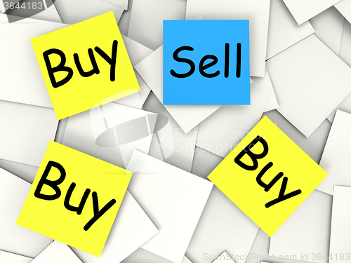 Image of Buy Sell Post-It Notes Mean Sellers And Consumers