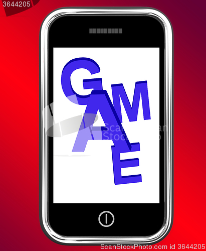 Image of Game On Phone Shows Online Gaming Or Gambling