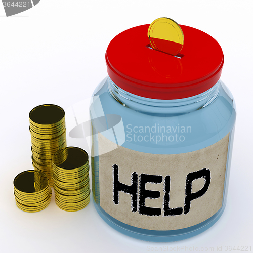 Image of Help Jar Means Financial Aid Or Assistance