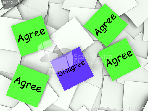 Image of Agree Disagree Post-It Notes Show Supporting Or Contrary To