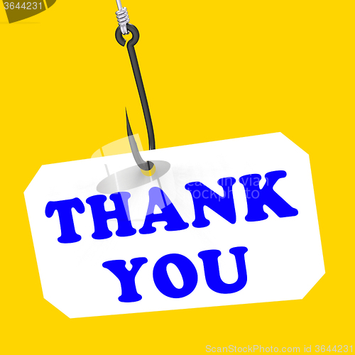 Image of Thank You On Hook Means Gratefulness And Gratitude