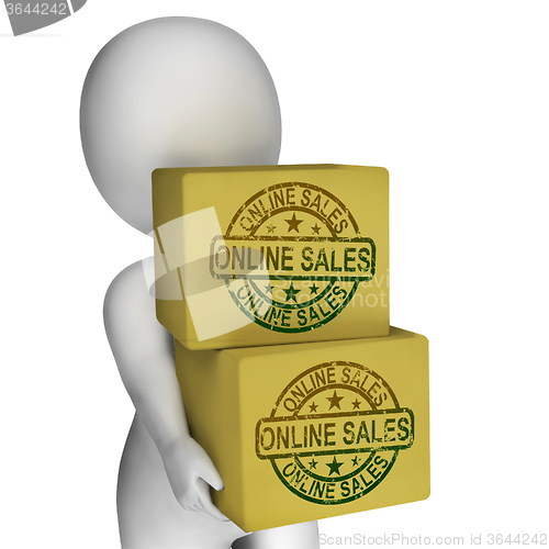 Image of Online Sales Boxes Show Buying And Selling On Internet