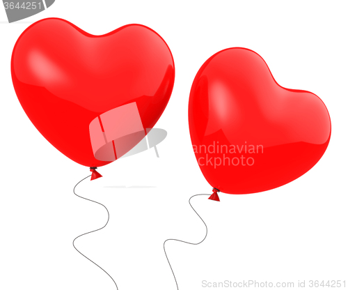 Image of Heart Balloons Show Togetherness Affection And Attraction