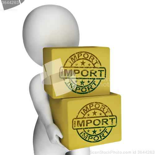 Image of Import Boxes Show Importing International Goods And Products