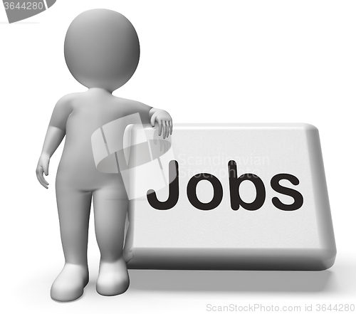 Image of Jobs Button With Character  Shows Hiring Recruitment Online Hire