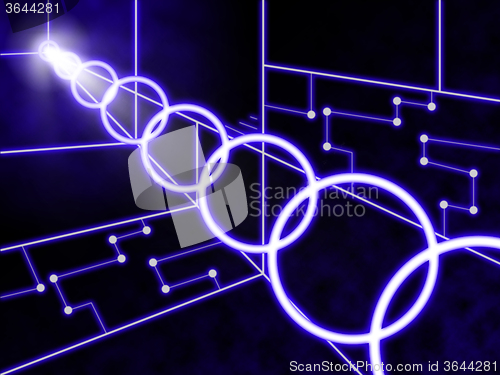 Image of Laser Circuit Background Shows Electrical Art And Technology Tre