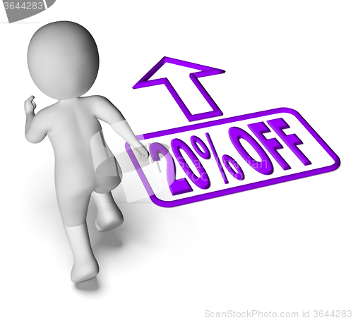 Image of Running Character Shows Sale Discount Twenty Percent Off 20