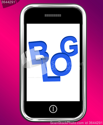 Image of Blog On Phone Shows Blogging Or Weblog Websites