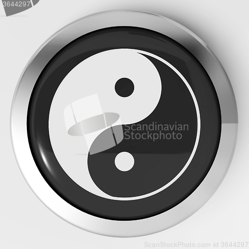 Image of Ying Yang Button Means Spiritual Peace Harmony