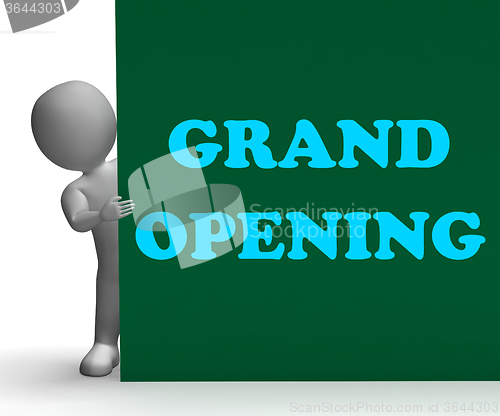 Image of Grand Opening Sign Shows Inauguration And New Shops
