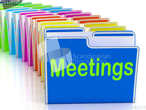 Image of Meetings Folders Means Talk Discussion Or Conference